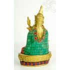 Guru Rinpoche réz szobor, kővel kirakott - 22 cm