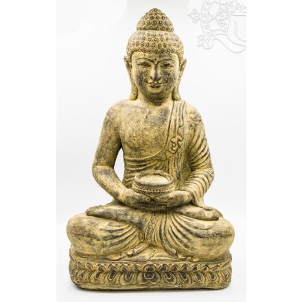 Amitabha Buddha mécses tartó tállal kő szobor - 55 cm