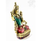 Manjushri réz szobor, kővel berakott - 21cm