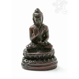 Áldó Buddha, vörös színű rezin szobor - 5,5 cm