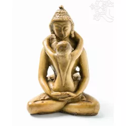   Buddha és Shakti (Samantabhadra) rezin szobor, csont színű - 8 cm
