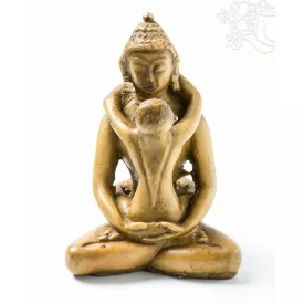   Buddha és Shakti (Samantabhadra) rezin szobor, csont színű - 8 cm