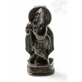 Krishna, vörös színű, rezin szobor - 7,5 cm
