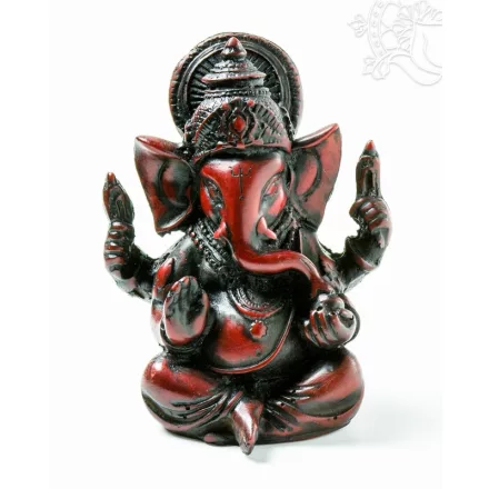 Ganesha, vörös színű rezin szobor - 9 cm