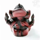 Ganesha, vörös színű rezin szobor - 9 cm