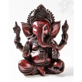 Ganesha, vörös színű rezin szobor - 25 cm