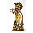 Krishna réz szobor, arany - bronz - 25 cm