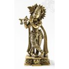 Krishna réz szobor, matt sárga - 25 cm