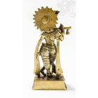 Krishna réz szobor, matt sárga - 25 cm