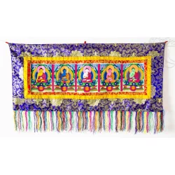 5 Dhyani Buddha kézzel festett thanka, falifüggő