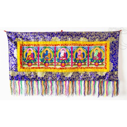 5 Dhyani Buddha kézzel festett thanka, falifüggő