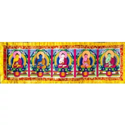 5 Dhyani Buddha kézzel festett thanka, falifüggő