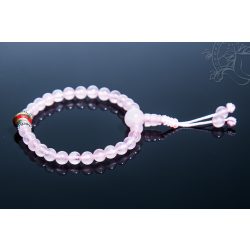   Rózsakvarc csukló mala türkiz és korall osztóval, állítható - a gyengéd nőiesség és érzékenység köve