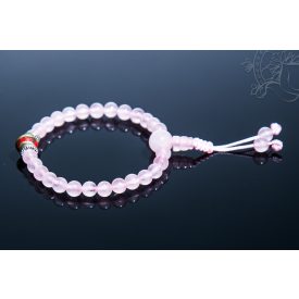   Rózsakvarc csukló mala türkiz és korall osztóval, állítható - a gyengéd nőiesség és érzékenység köve