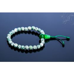   Foltos jade matt csukló mala, gumis - a kiegyensúlyozottság és az önszeretet köve