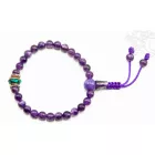 Ametiszt csukló mala, türkiz és korall osztóval, prémium minőség, állítható - a józanság, az intuíció köve, a testi-lelki mérgek ellen