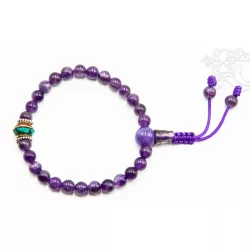   Ametiszt csukló mala, türkiz és korall osztóval, prémium minőség, állítható - a józanság, az intuíció köve, a testi-lelki mérgek ellen