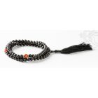 Lávakő mala, karneol osztóval - energia és a méregtelenítés köve, bojtos