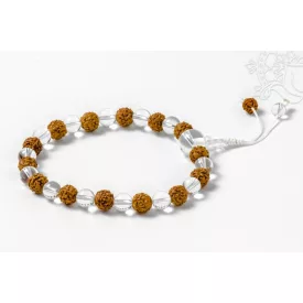 Hegyikristály-rudraksha csukló mala, gumis