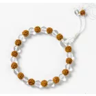 Hegyikristály-rudraksha csukló mala, gumis
