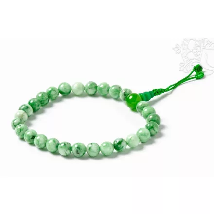 Zöld jade csukló mala gumis prémium minőség
