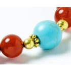 Karneol, türkiz állítható karkötő, csuklómala