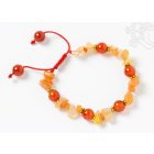 Karneol kristály és mala szemek, aranyszínű kis oszók, állítható karkötő, csuklómala