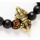 Fekete onix matt, antikolt rudraksha, dordzse dísz, állítható karkötő, csuklómala