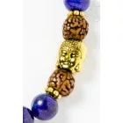Lápisz lazuli, rudraksha, réz Buddha fej, állítható karkötő, csuklómala