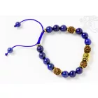 Lápisz lazuli, rudraksha, réz Buddha fej, állítható karkötő, csuklómala
