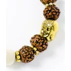 Csont, rudraksha, Buddha fej, állítható karkötő, csuklómala