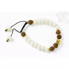 Csont, rudraksha, Buddha fej, állítható karkötő, csuklómala