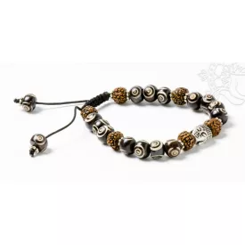   Vésett csont, rudraksha, Buddha fej, állítható karkötő, csuklómala