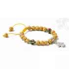 Rudraksha prémium minőség, Buddha tenyér, türkiz-korall osztó, állítható karkötő, csuklómala