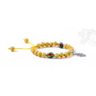 Rudraksha prémium minőség, Buddha tenyér, türkiz-korall osztó, állítható karkötő, csuklómala
