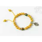 Rudraksha prémium minőség, Buddha tenyér, türkiz-korall osztó, állítható karkötő, csuklómala