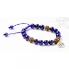 Lápisz lazuli, rudraksha, om dísz, állítható karkötő, csuklómala