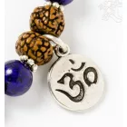 Lápisz lazuli, rudraksha, om dísz, állítható karkötő, csuklómala
