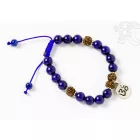 Lápisz lazuli, rudraksha, om dísz, állítható karkötő, csuklómala