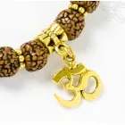 Lápisz lazuli, antikolt rudraksha - prémium minőségű, om jel, állítható karkötő, csuklómala