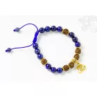 Lápisz lazuli, antikolt rudraksha - prémium minőségű, om jel, állítható karkötő, csuklómala