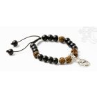 Fekete onix matt, Rudraksha antkolt - prémium minőség, om jel, állítható karkötő, csuklómala