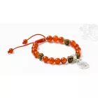 Karneol, antikolt rudraksha - prémium minőségű, életfa, állítható karkötő, csuklómala