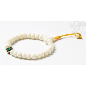   Fehér csont csukló mala, türkiz-korall osztóval, állítható