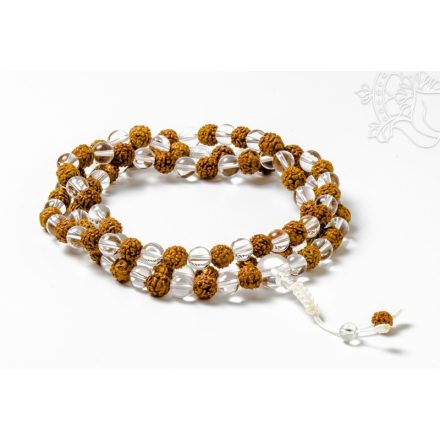 Hegyikristály - rudraksha mala, állítható