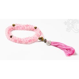   Rózsakvarc mala, tigrisszem osztó, életfa dísz lógó, bojtos,