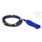 Lápisz lazuli mala, 7 csakra kő, bojtos