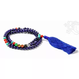Lápisz lazuli mala, 7 csakra kő, bojtos