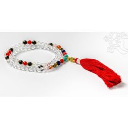   Hegyikristály mala, 7 csakra köves osztó, buddha fej, bojtos