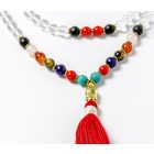 Hegyikristály mala, 7 csakra köves osztó, buddha fej, bojtos